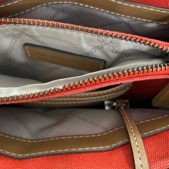 Michael Kors Mini Orange Canvas Tote With Strap - Picture 5 of 6